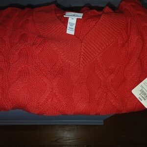 Women's Cable Knit Sweater - Orange
